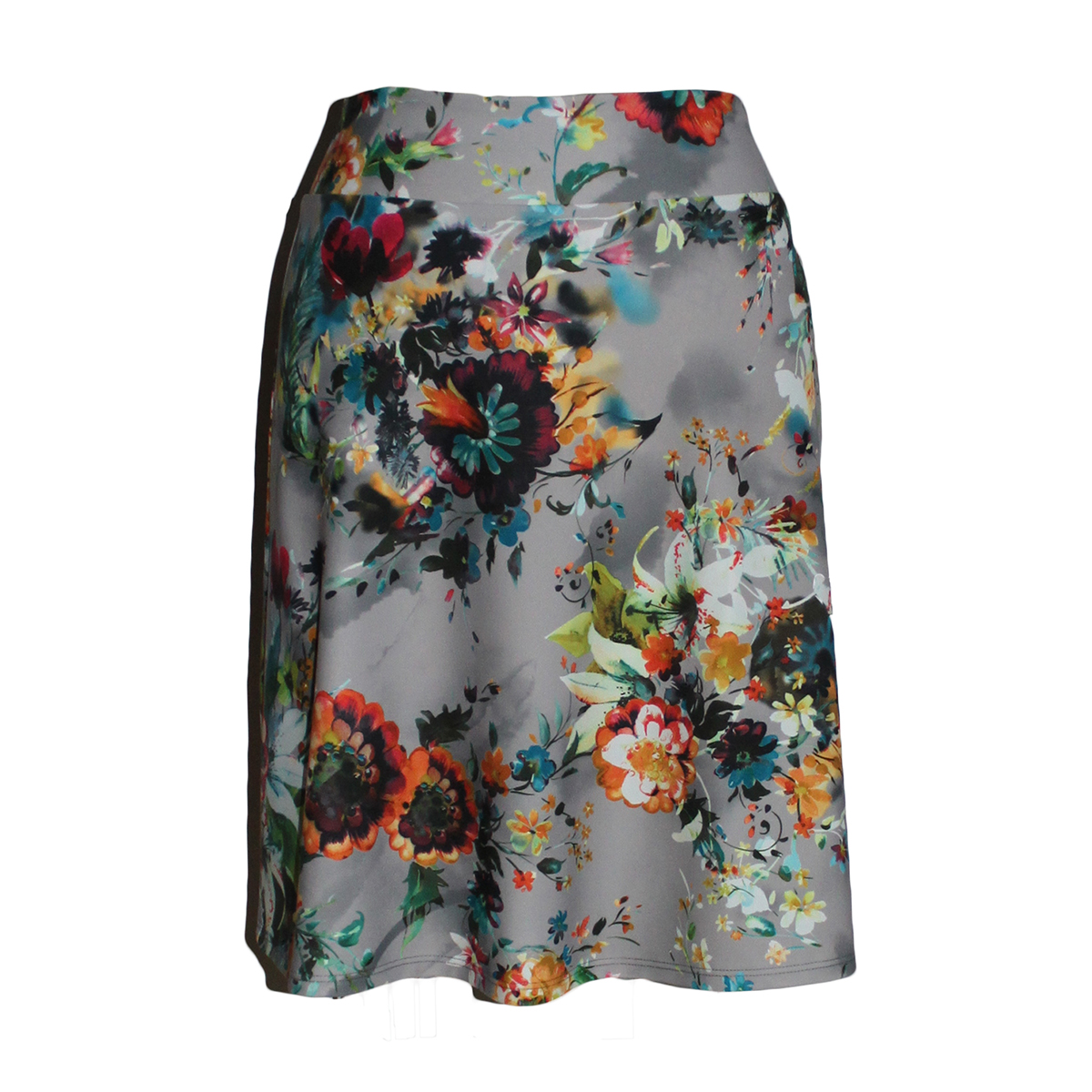 Travel Skirt in Vintage Floral Gray and Bright Multicolor Print ...
