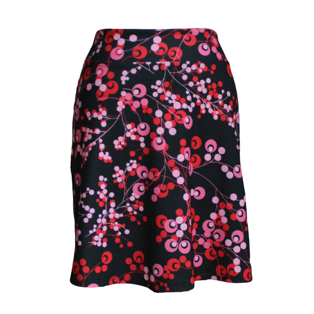 Travel Skirt in Funky Retro Red and Pink Mod Print, 