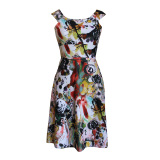 Travel Dress in Abstract Painting Print, Sundress, 