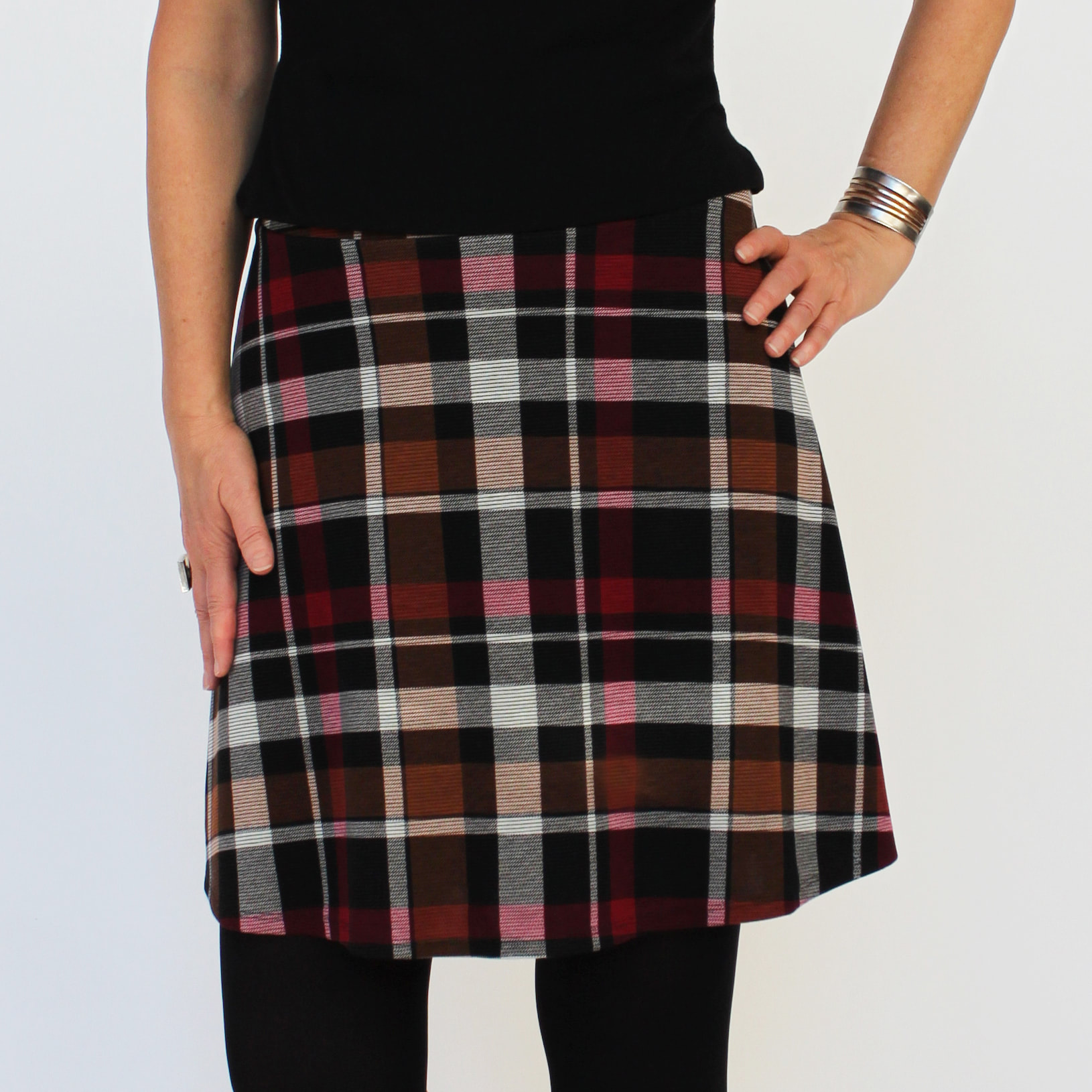 A-line Skirt in Multi Color Plaid
